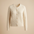 AI-generated illustration of a women's ivory cardigan against a beige background
