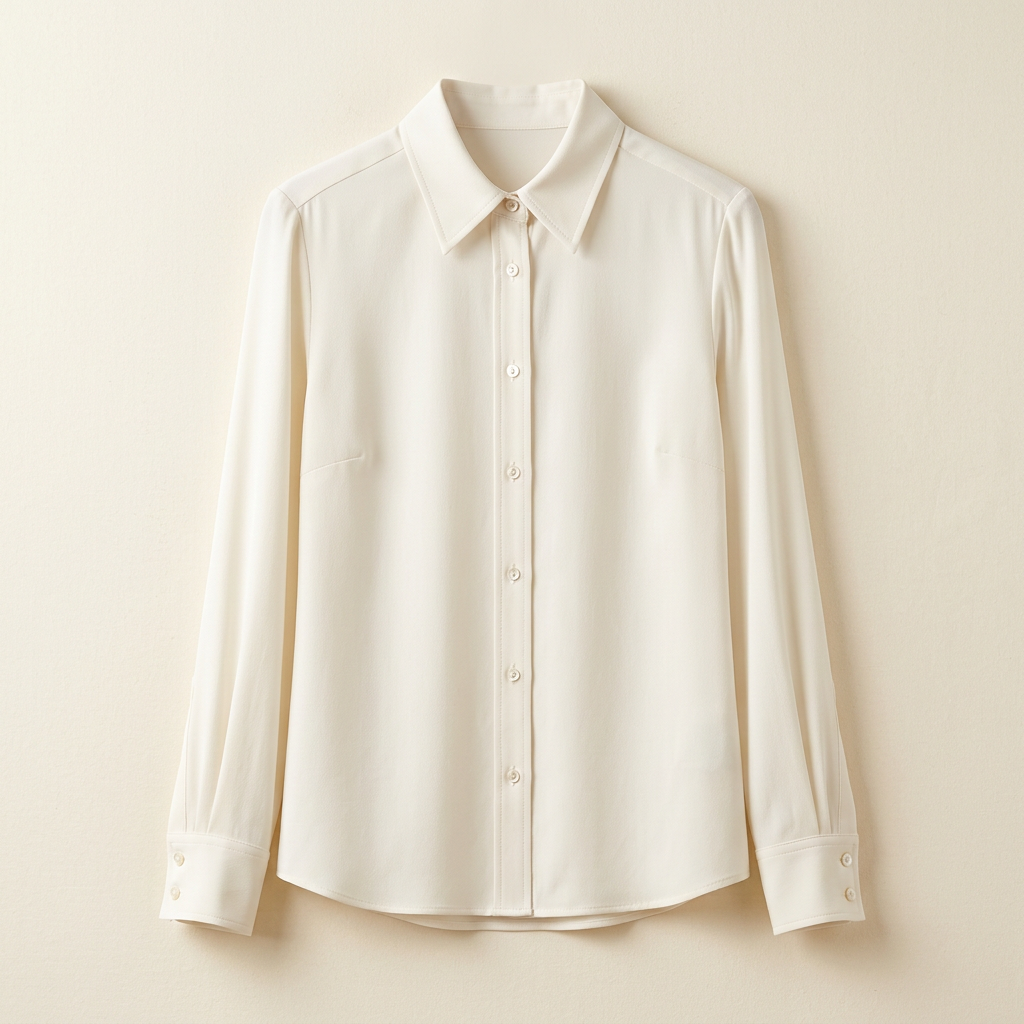 AI-generated illustration of an ivory women's blouse on an off-white background