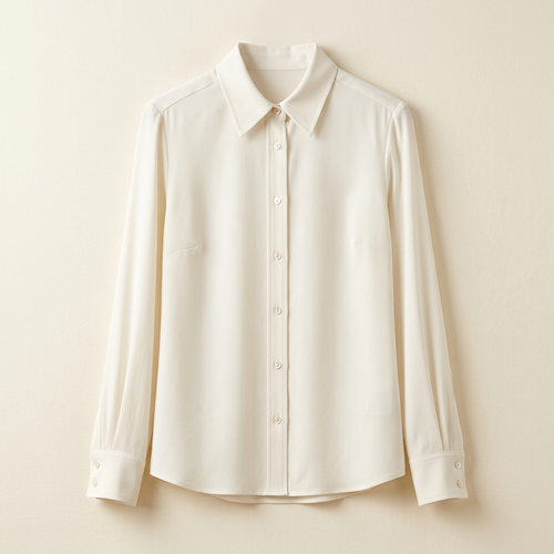 AI-generated illustration of an ivory women's blouse on an off-white background